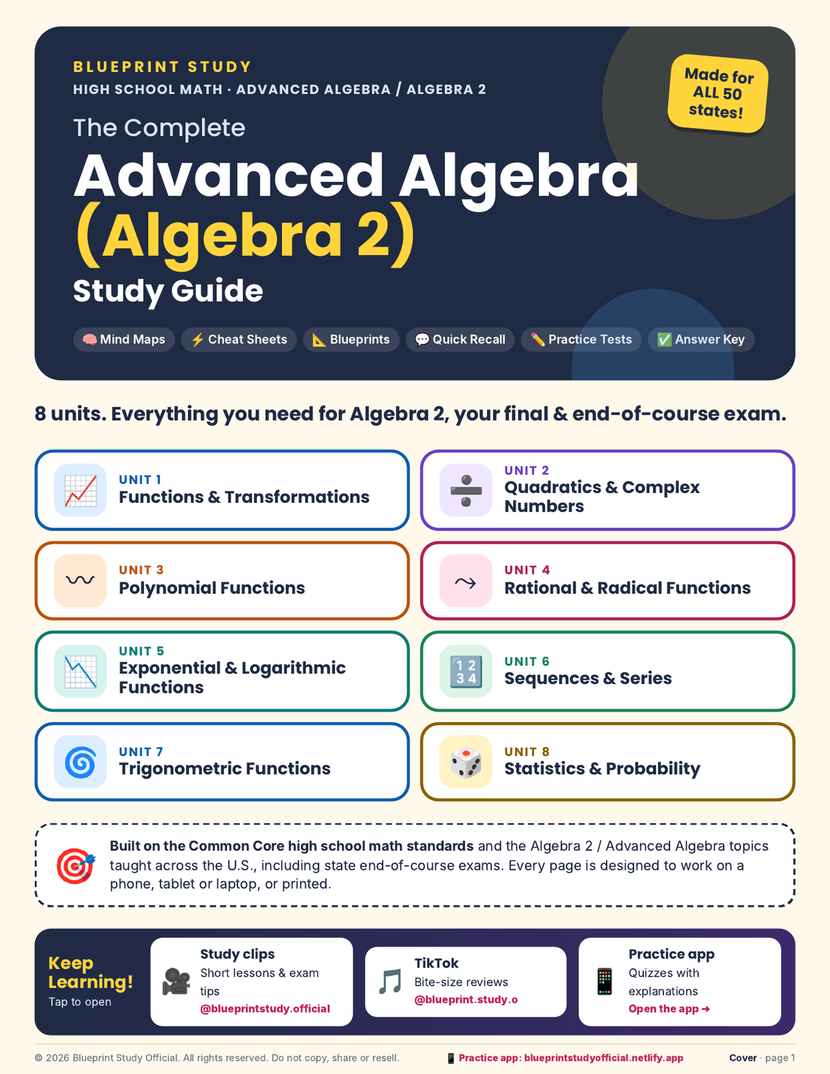 The Complete Advanced Algebra (Algebra 2) Study Guide