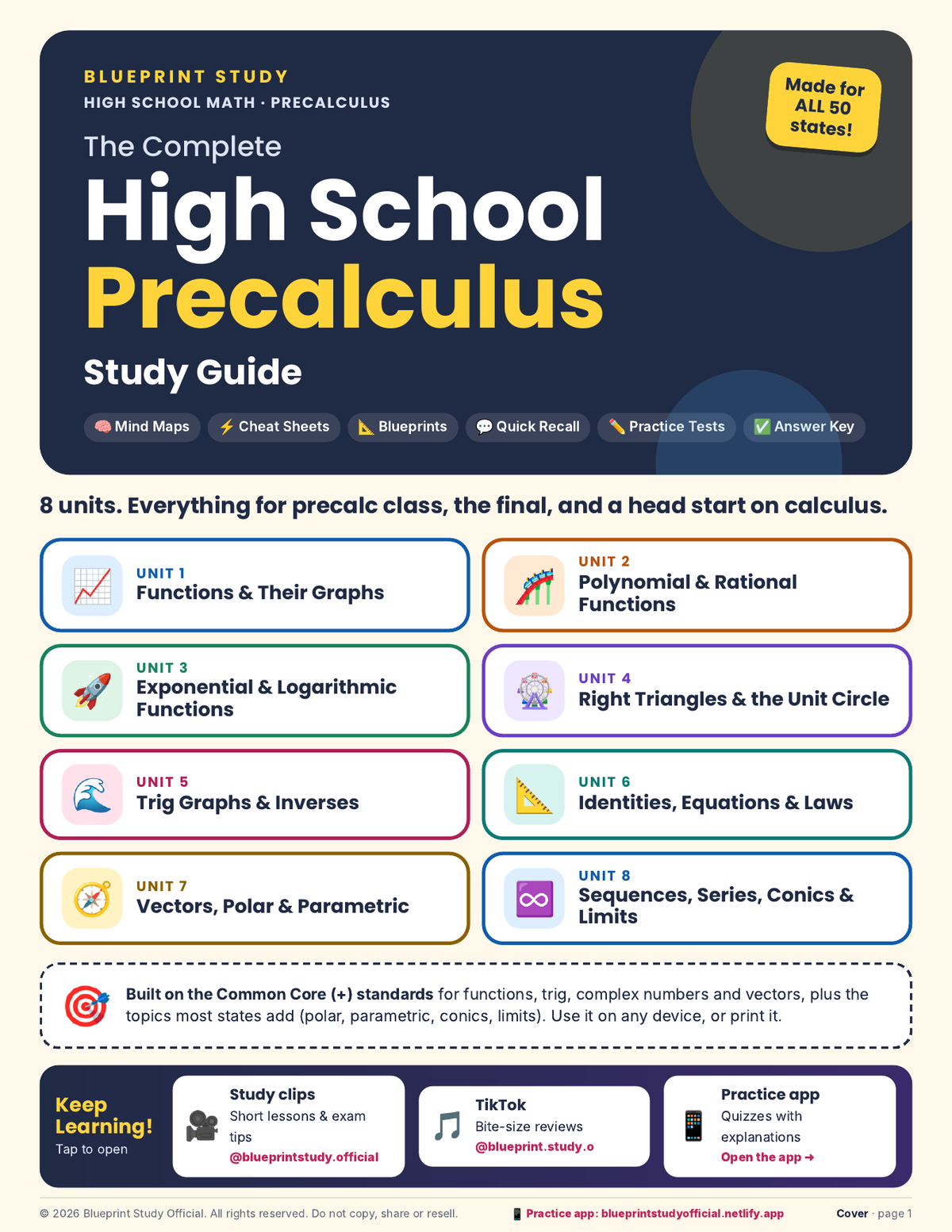 The Complete High School Precalculus Study Guide