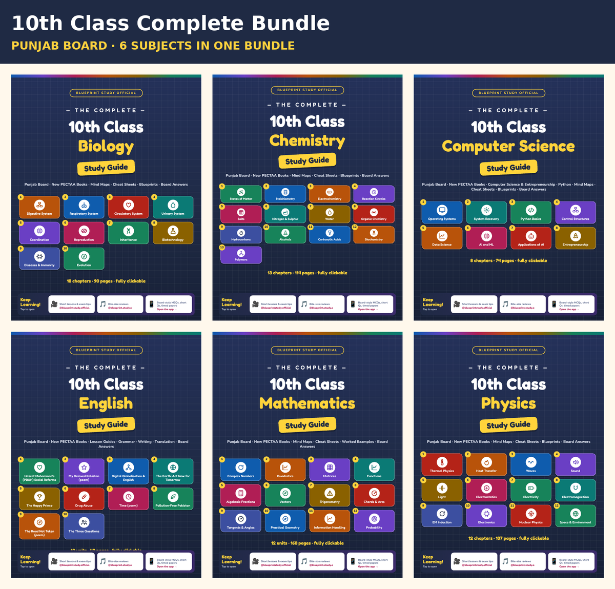 10th Class Complete Bundle – Punjab Board (6 Subjects)