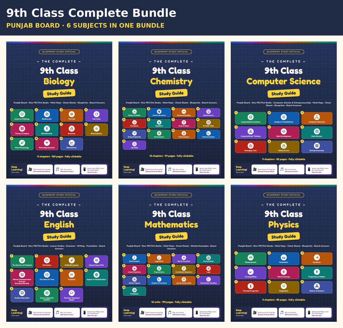 9th Class Complete Bundle – Punjab Board (6 Subjects)