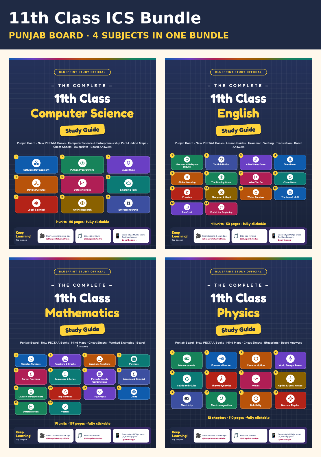11th Class ICS Bundle – Punjab Board (4 Subjects)