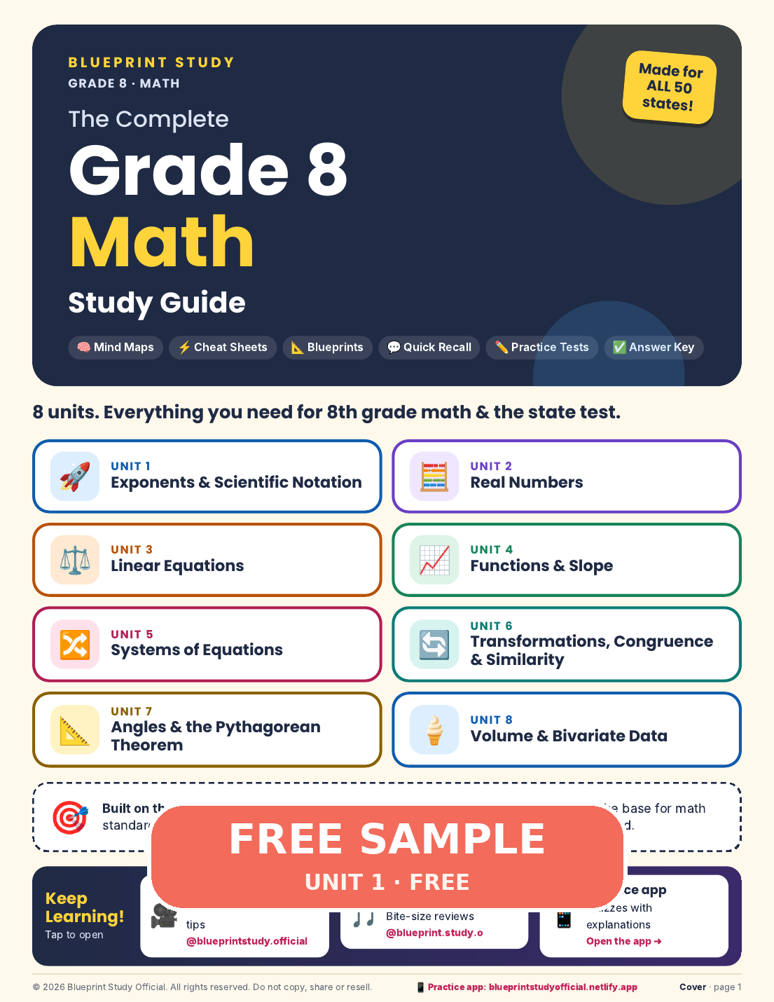 FREE Sample – Grade 8 Math, Unit 1