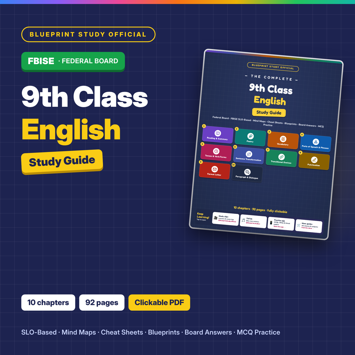 9th Class English Study Guide – FBISE (Federal)